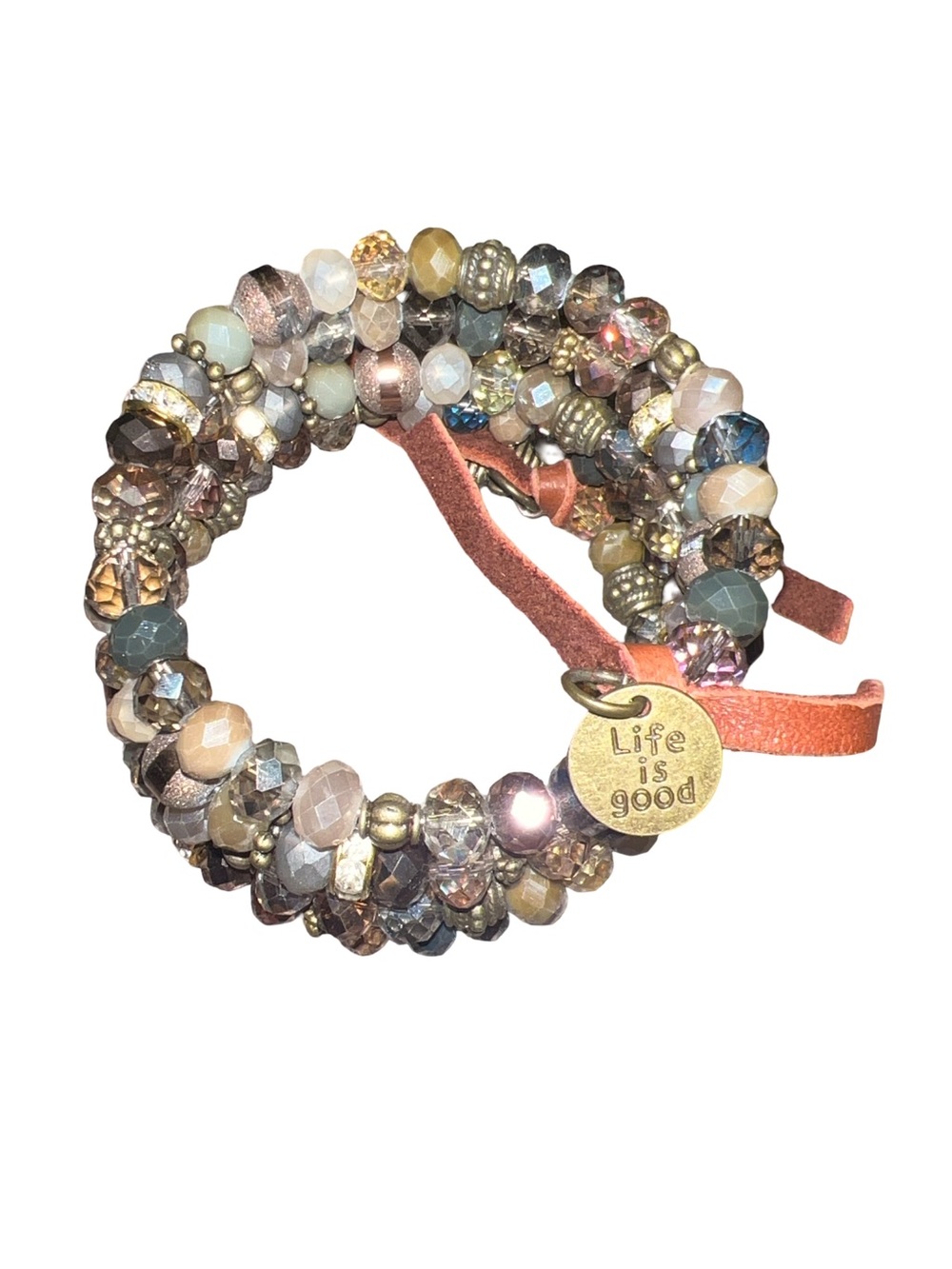 Rare Life is Good brand  Glass Beaded And Leather bracelet